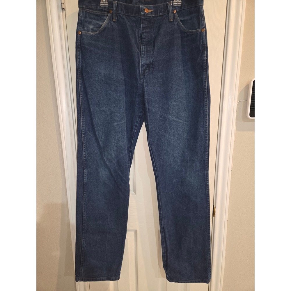 Wrangler 13MWZPW Cowboy Cut Original Fit Jeans Mens 37x36 Dark Wash Denim